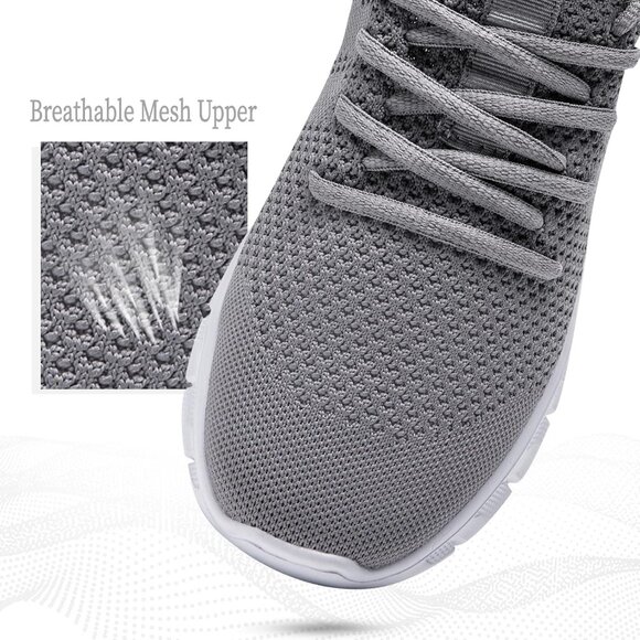 Women B-Grey Running Tennis Slip On Lightweight Workout Sport Jogging Sneakers - Picture 2 of 7